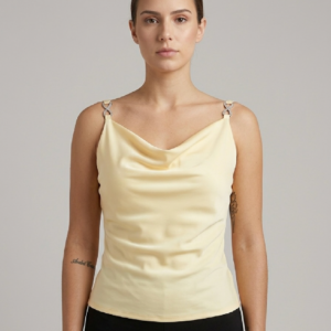 Top Satinado Cuello Cowl – Edición Ivory Shine