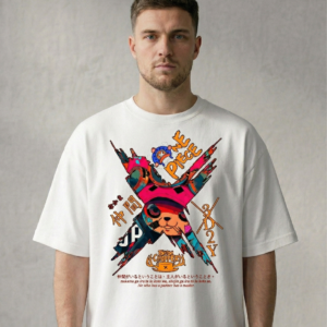 Playera One Piece Oversize Blanca 200g | Garras Style