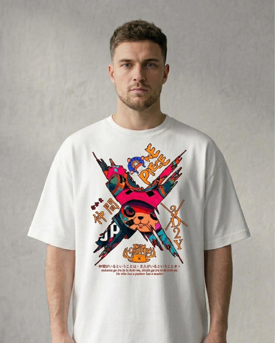 Playera Oversize Blanca 200g – Colección One Piece