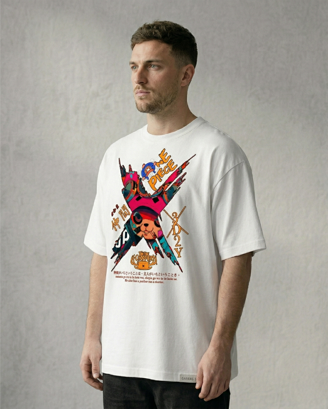 Playera Oversize Blanca 200g - Colección One Piece - Image 3